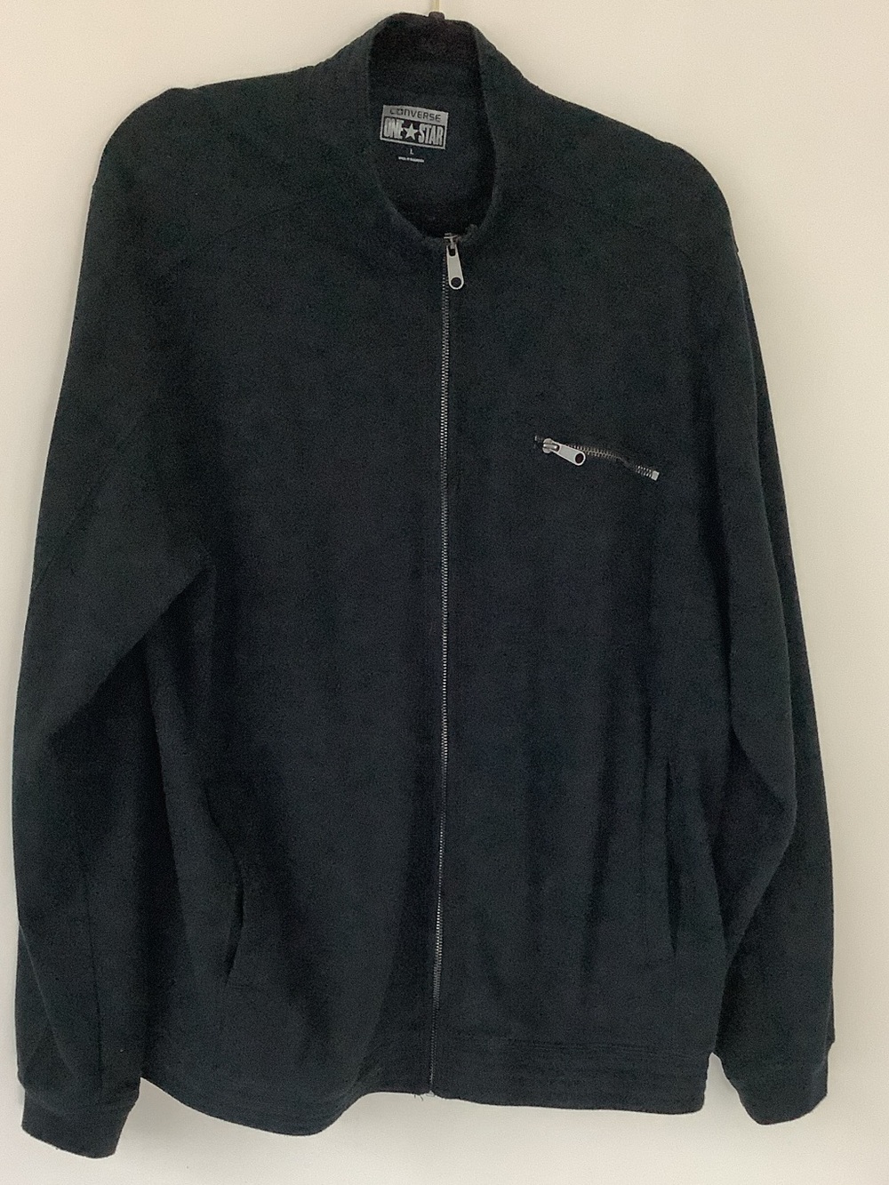 Converse Black Full-Zip Men's Sweater Jacket Pockets